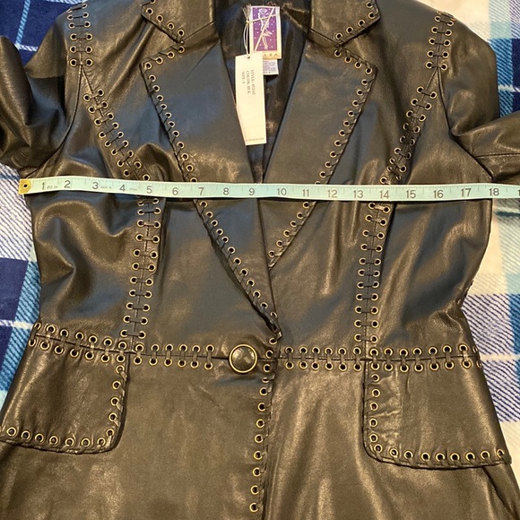 Black Leather Blazer Zelda Whipstitched NWT 6 - Picture 4 of 16